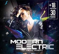 电子音乐表演海报/传单模板：Flyer Modern Electric Night